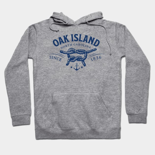 Oak Island, NC Beach Knot Summer Vacation Hoodie by Contentarama